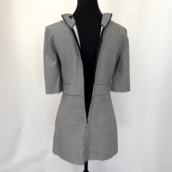 Zara Women Houndstooth‎ Short Midi Shift 3/4 Sleeve Dress, Black/White, Size XS - Picture 5 of 11